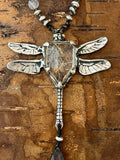 Gemstone Treasure Necklace with stone set Sterling Silver Dragonfly Pendant (B7)