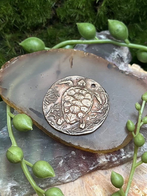 Bronze Turtle Coin Pendant