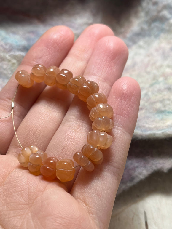 Handcarved Pumpkin Cut Orange Moonstone