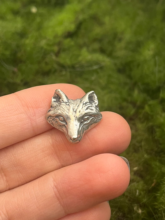 Sterling Silver Fox Face Button