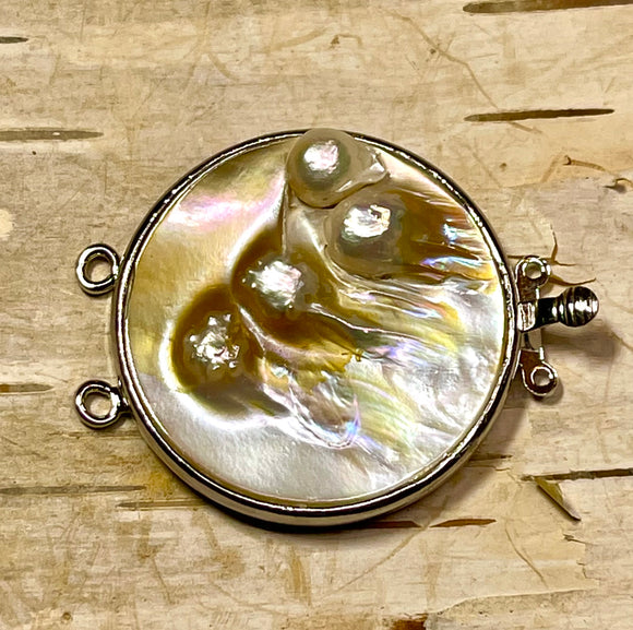 Vintage Sterling Box Clasp with Blister Pearls