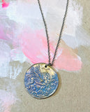 Hand Painted Pegasus Bronze Coin Necklace