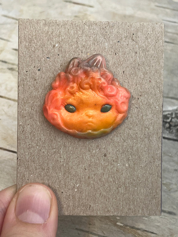 Lady Fire Fungi Resin Face Pin