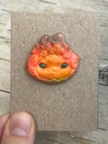 Lady Fire Fungi Resin Face Pin