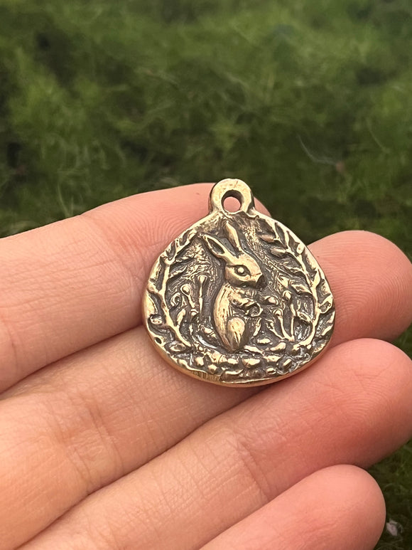 Bronze Spring Bunny Pendant