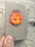 Lady Fire Fungi Resin Face Pin