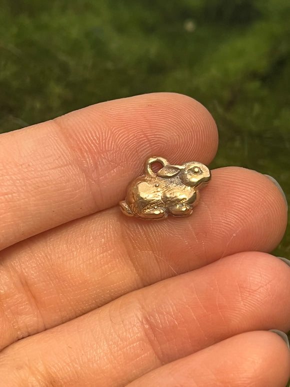 Tiny Bronze Bunny Dangle