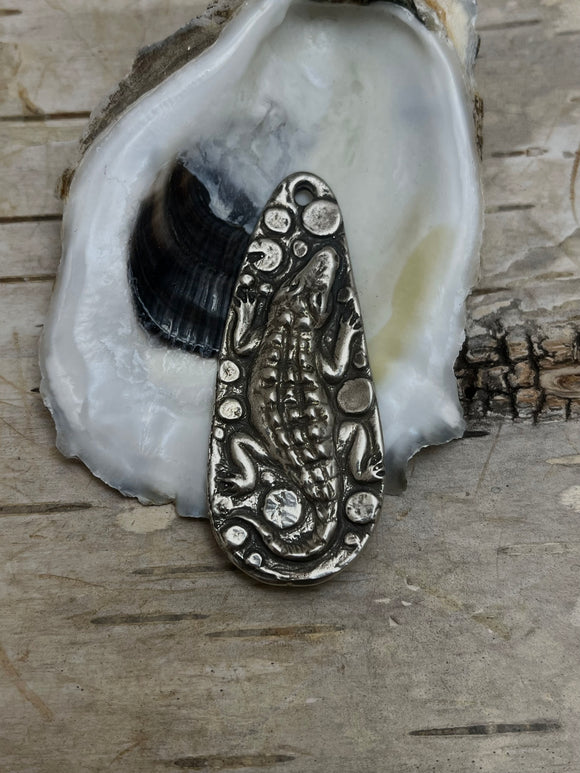 NEW Pewter 'Beware the Shallows' Gator Pendant