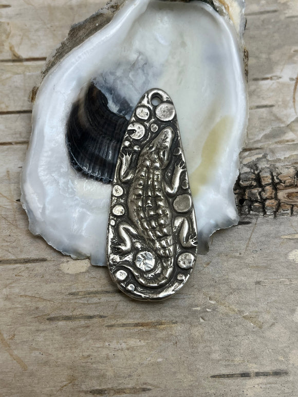 NEW Sterling Silver 'Beware the Shallows' Gator Pendant