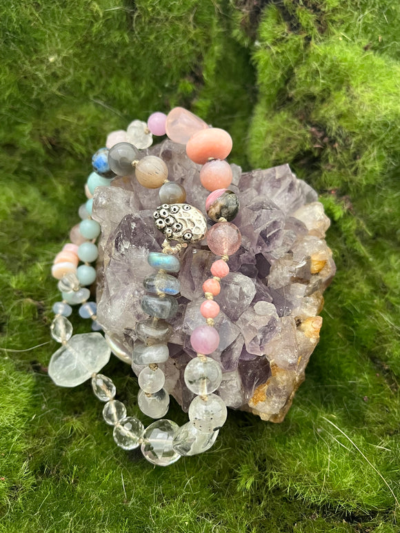 Blush Rose against a Stormy Sky Treasure Necklace