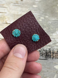 Turquoise and Brass Stud earrings-- Drop down menu for two options