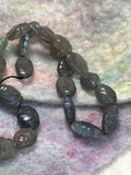 Labradorite Leaves Handcarved FULL STRAND