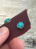 Turquoise and Brass Stud earrings-- Drop down menu for two options