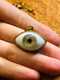 Brass Set Glass Eye Necklace