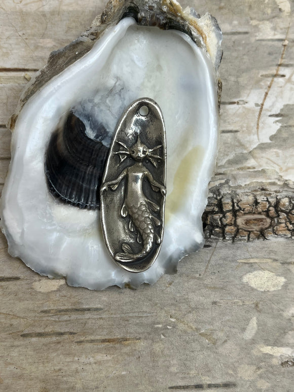 Lounging Sea Nymph Sterling Silver Pendant