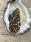 Bronze “Beware the Shallows” Gator Pendant