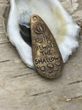 Bronze “Beware the Shallows” Gator Pendant