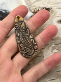 Bronze “Beware the Shallows” Gator Pendant