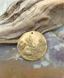 Bronze Woodland Meadow Rabbit Coin Pendant