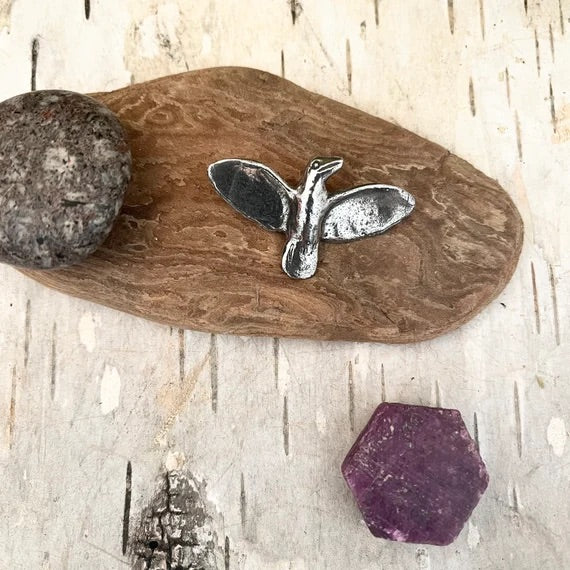 Soaring Bird Button in Pewter