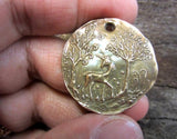 Bronze Unicorn Garden Coin Pendant