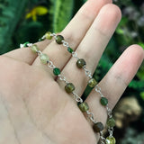 Cube Faceted Green Garnet Strand