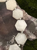 White Moonstone Hexagon Gemstone Strand