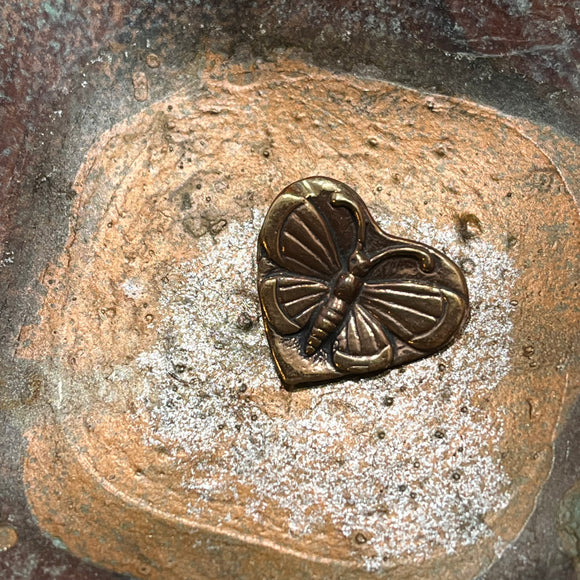 Bronze Butterfly Heart Button