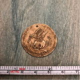 Bronze Crow and Skull Coin Pendant
