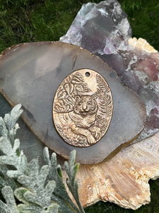 Bronze Wise Tiger Coin Pendant