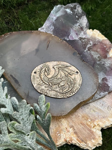 Bronze Dragon Link Oval Coin Pendant