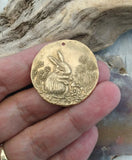 Bronze Woodland Meadow Rabbit Coin Pendant