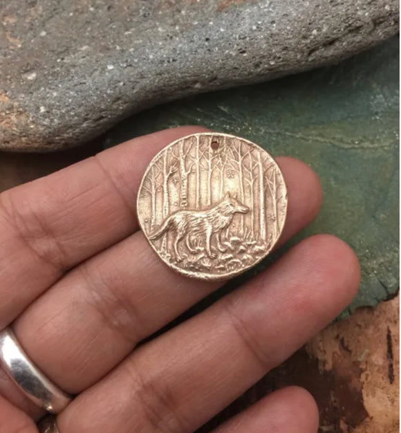 Small Bronze Lone Wolf in the Forest Coin