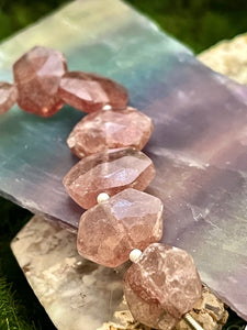 Real Strawberry Quartz Gemstone Strand