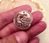 Bronze Little Crow Pendant Coin