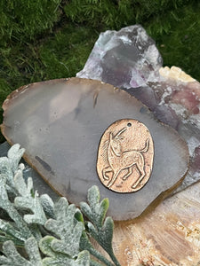 Bronze Unicorn Oval Coin Pendant